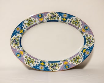 Vintage Sango Marco Polo Serving Platter – 14” Oval Floral China with Gold Trim