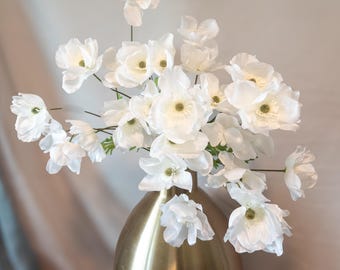 White Anemone Stem: 27" Faux Floral Spray with 4 Blooms