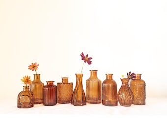 Amber Glass Bud Vases | Vintage Inspired Boho Wedding Decor