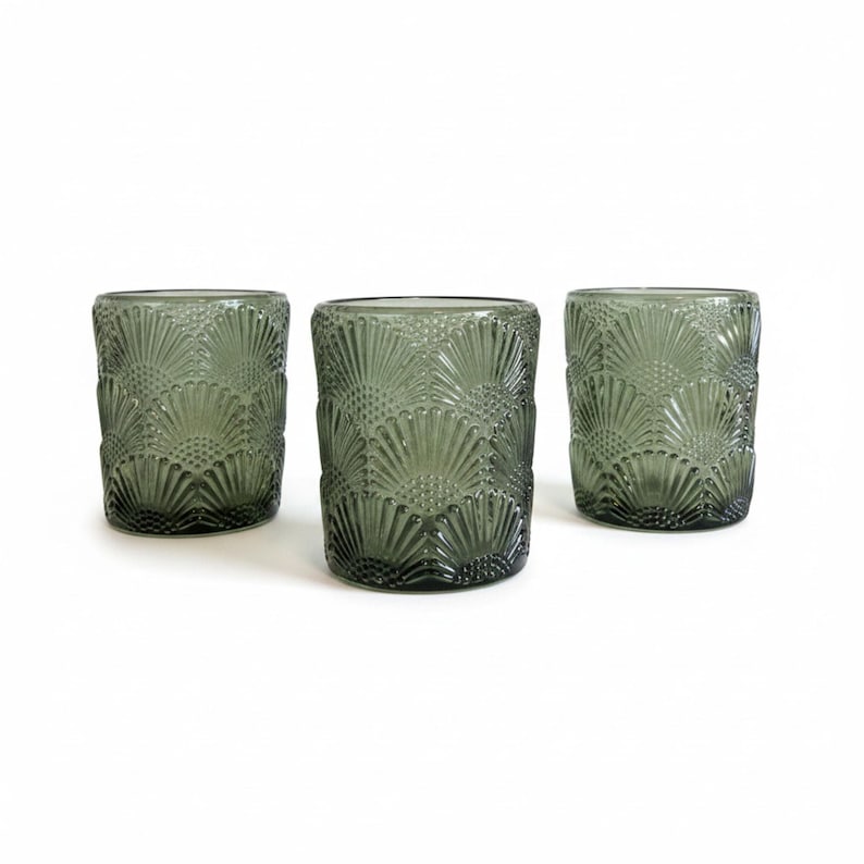 Smoky Sage Grün Vintage Style Textured Glass Teelichthalter Votiv Bild 6