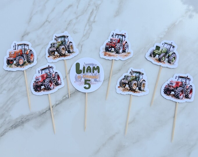 8 Tractor Cupcake Toppers - 8 Cupcake Designs - Mini and Regular ...