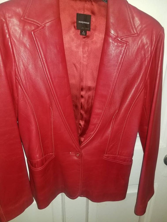 Red leather blazer