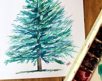 Watercolor State Tree of Colorado, Blue Spruce, Original artwork, custom personalized gift, great for all occasions - mother's day, wedding,