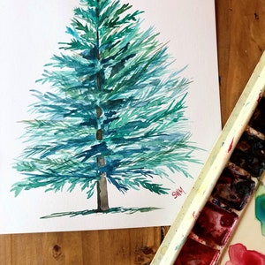 Watercolor State Tree of Colorado, Blue Spruce, Original artwork, custom personalized gift, great for all occasions mother's day, wedding, image 1