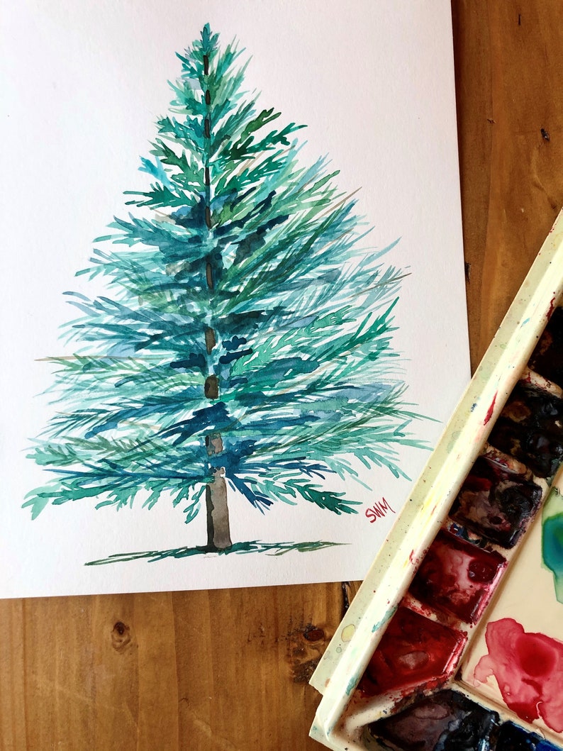 Watercolor State Tree of Colorado, Blue Spruce, Original artwork, custom personalized gift, great for all occasions mother's day, wedding, image 1