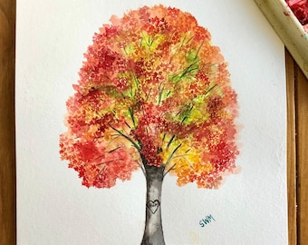 Original Watercolor Painting, Sugar Maple, State Tree of New York, State Tree of Wisconsin, State Tree - Vermont, State Tree - West Virginia