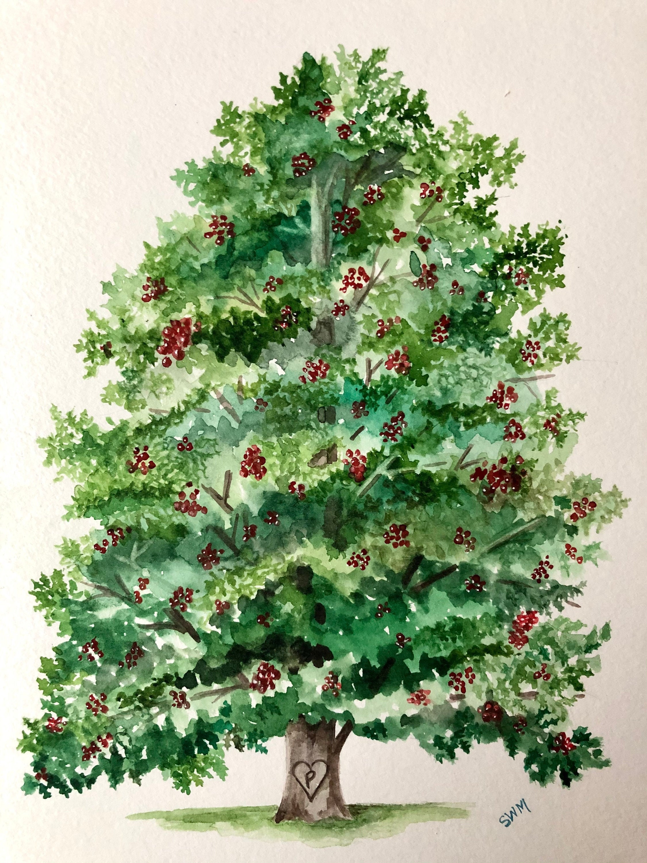 Holly Tree State Tree of Delaware, Original Watercolor, Personalized Gift,  Custom Art, Wedding, Anniversary, Birthday, Housewarming - Etsy