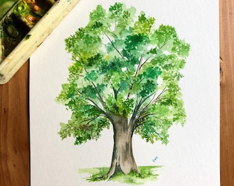 Watercolor State Tree of Iowa,  Oak Tree, Original Art, Custom gift, personalized gift, gallery wall decor, wedding or anniversary gift