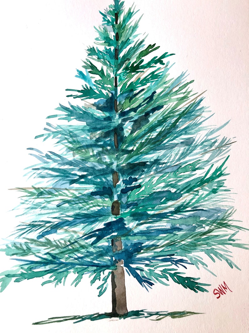 Watercolor State Tree of Colorado, Blue Spruce, Original artwork, custom personalized gift, great for all occasions mother's day, wedding, image 2