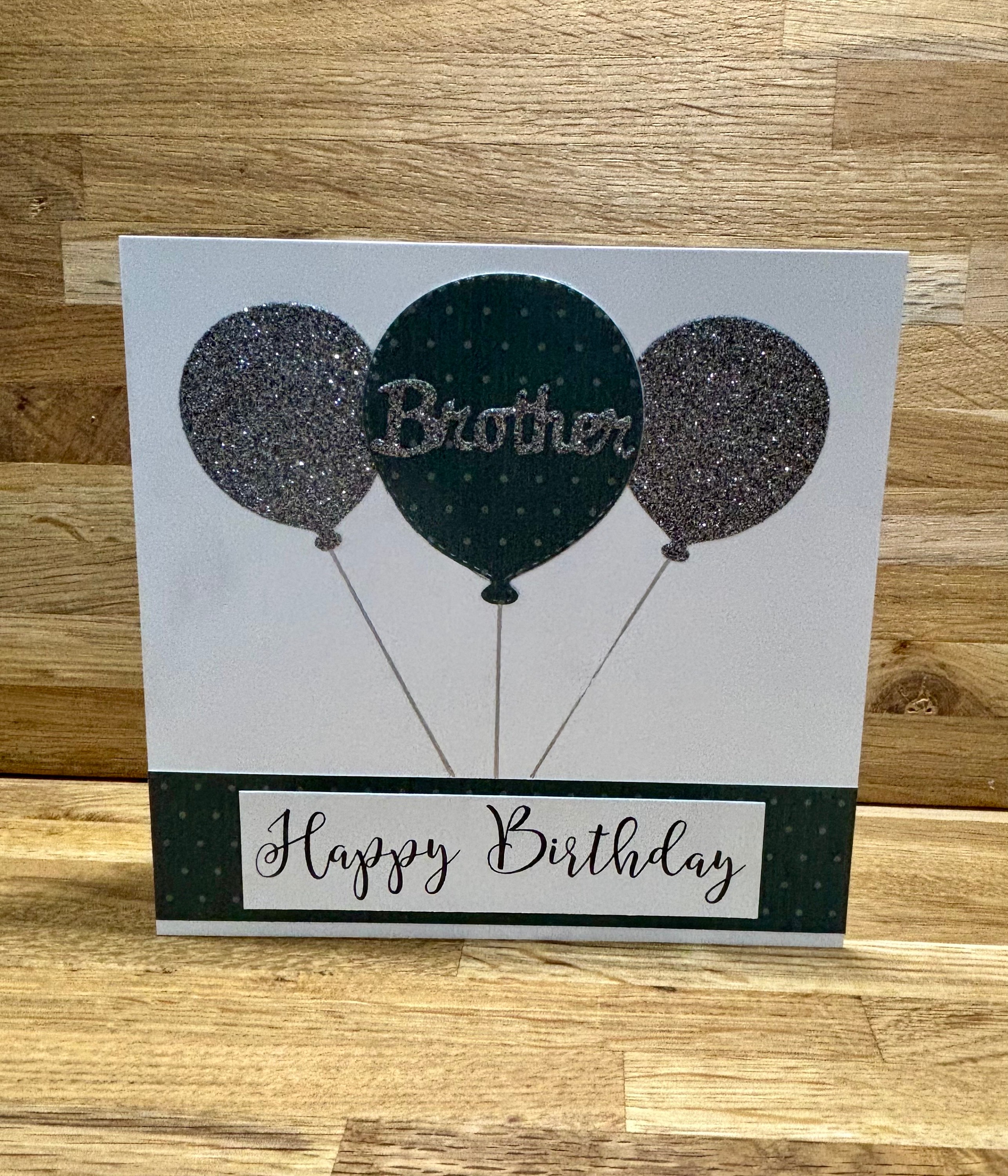 Handmade Happy Birthday Card for Brother, Blue Balloon Design