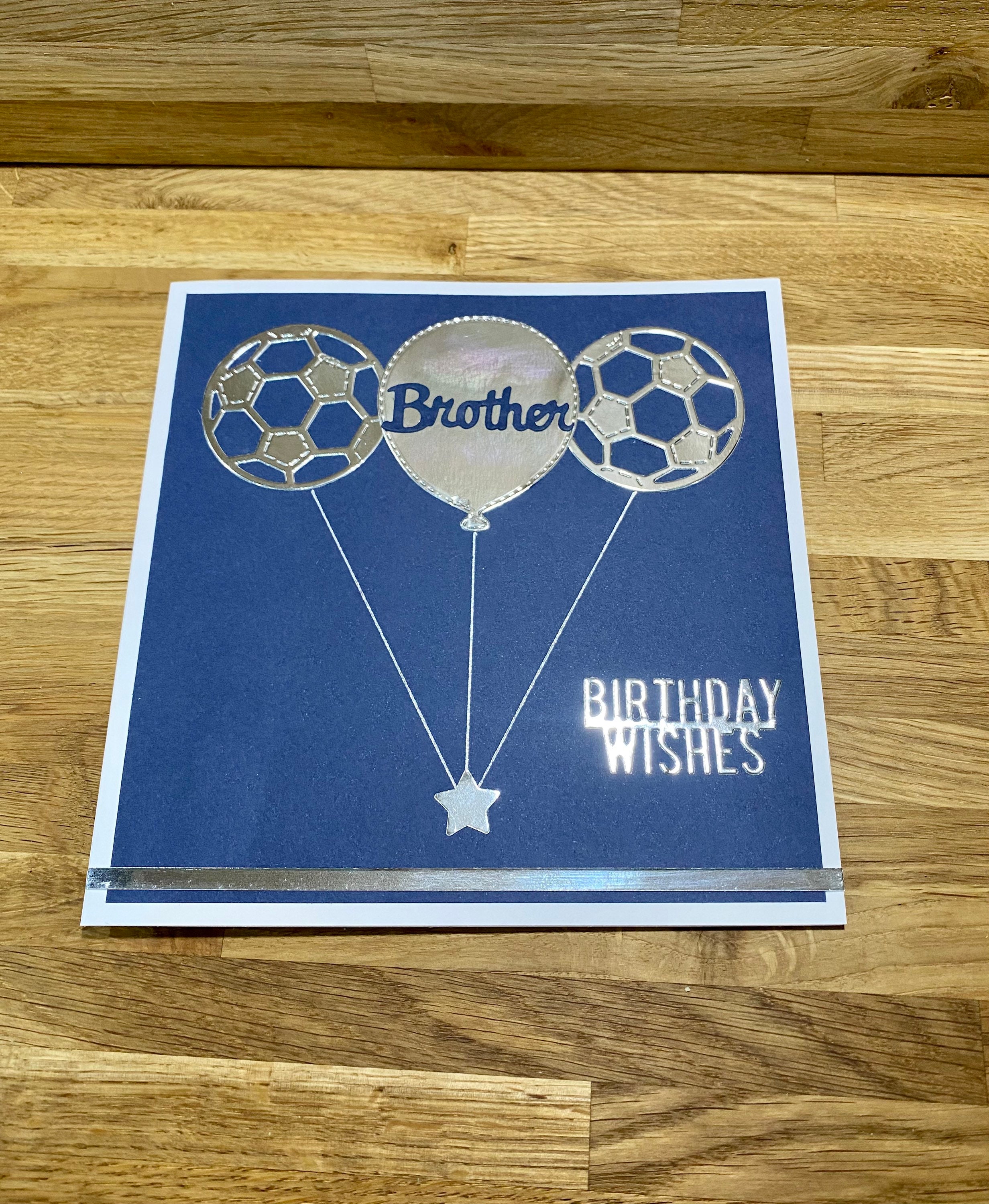 Handmade Happy Birthday Card for Brother Blue and Silver Etsy UK