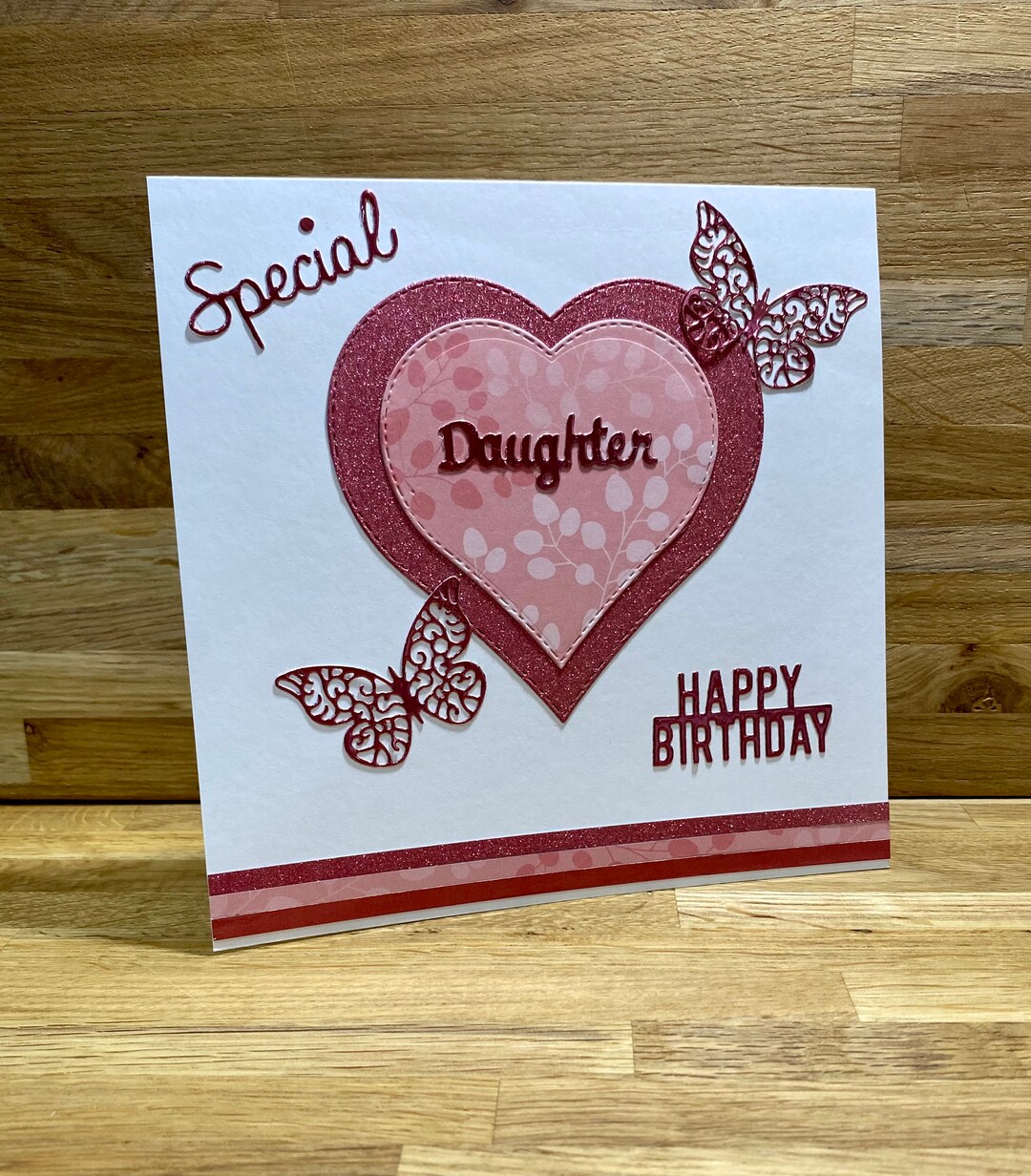 Handmade Happy Birthday Card For Special Daughterpink Heart Etsy UK