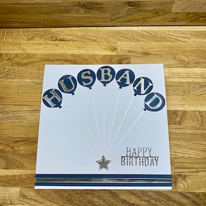 Handmade Blue Balloons Happy Birthday Card for Husband. Elegant Cards ...