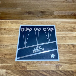 Blue Typographic Son-in-Law Birthday Card - View #12