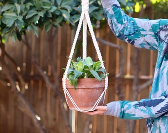 No Tassel Macrame Plant Hanger: Cotton Cord, Boho Home Decor