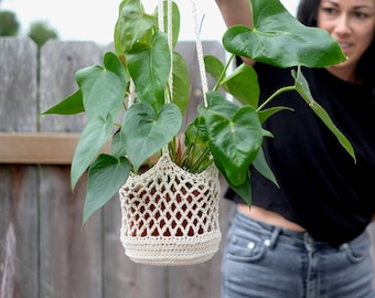 Crochet Hanging Plant Basket: Handmade Plant Holder, 25-30 inch