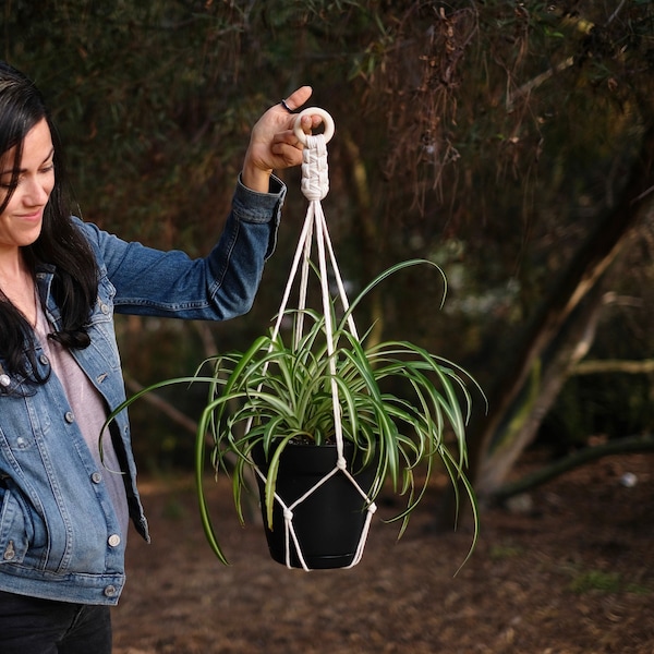 Simple, Elegant No Tassel Macrame Plant Hanger, No Tail Macrame, Minimalist Macrame Plant Hanger, Hanging Plant Holder