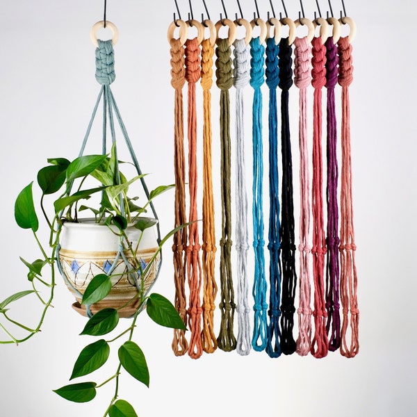 Simple, Elegant No Tassel Macrame Plant Hanger, No Tail, COLORS!