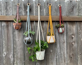 Colorful Macrame Plant Hanger: No Tassel Cotton Cord Design