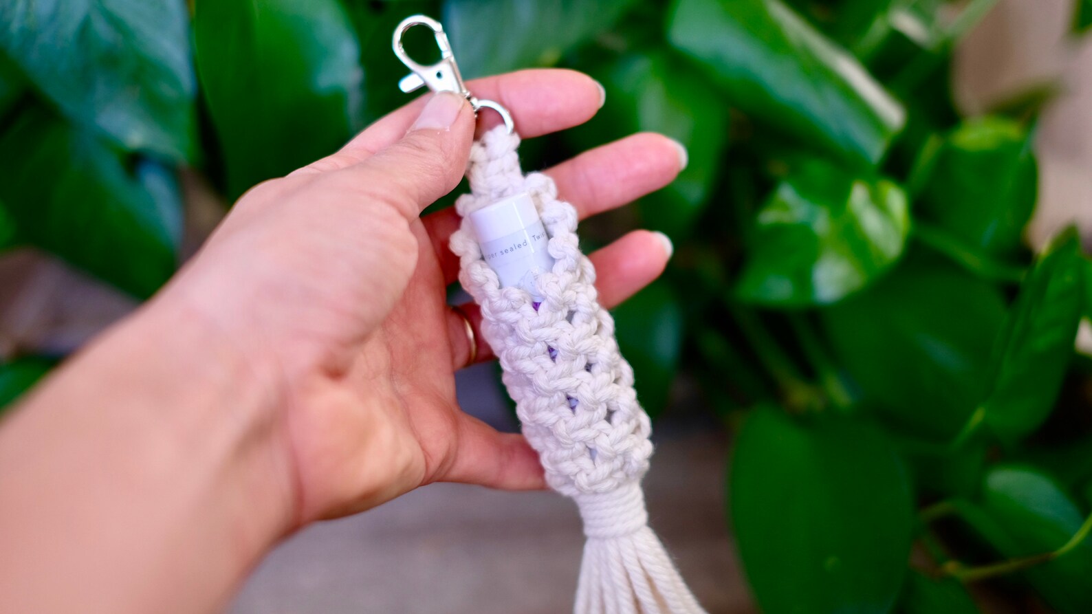 Macrame Lip Balm Holder Keychain Etsy