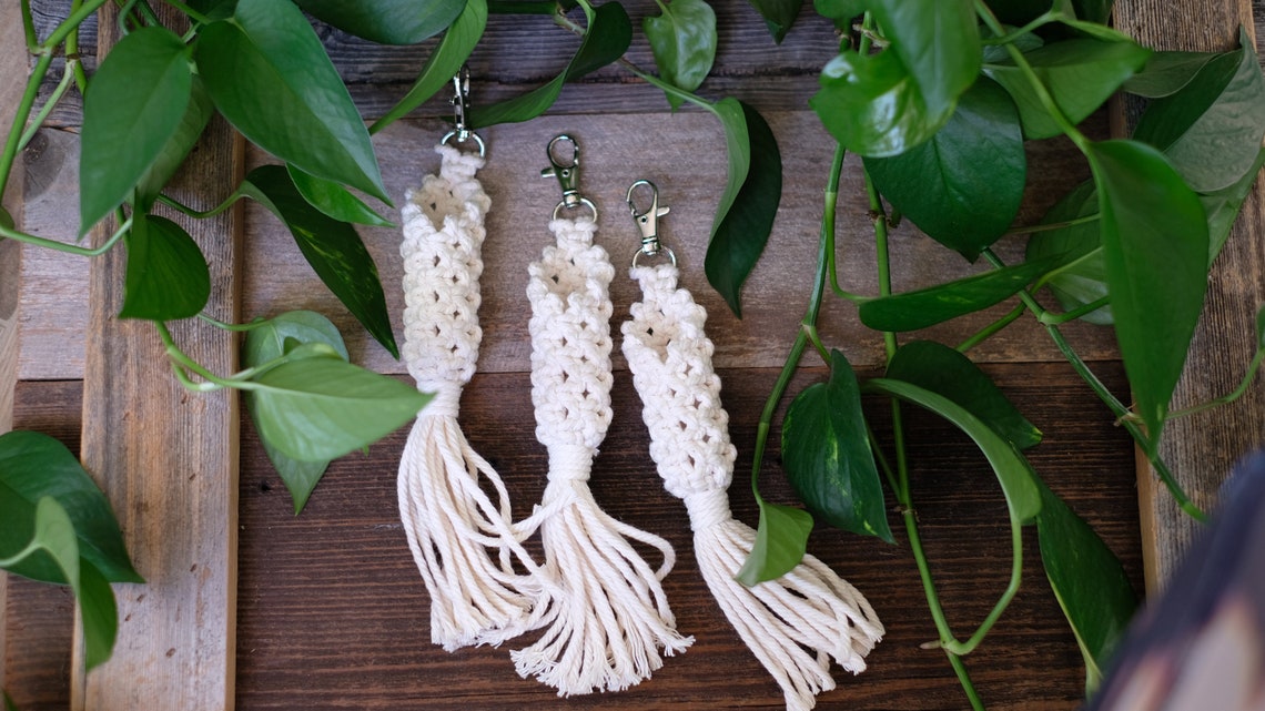 Macrame Lip Balm Holder Keychain Etsy