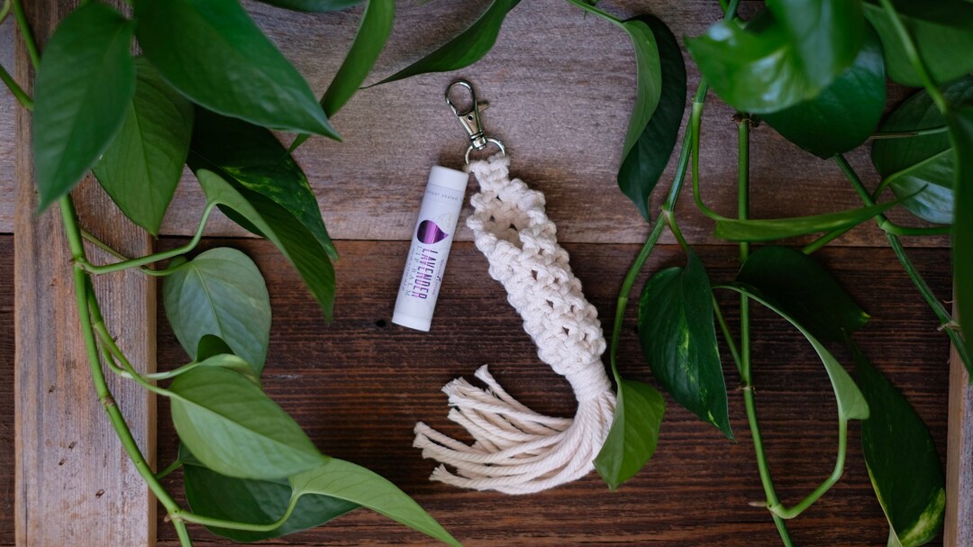 Macrame Lip Balm Holder Keychain Etsy