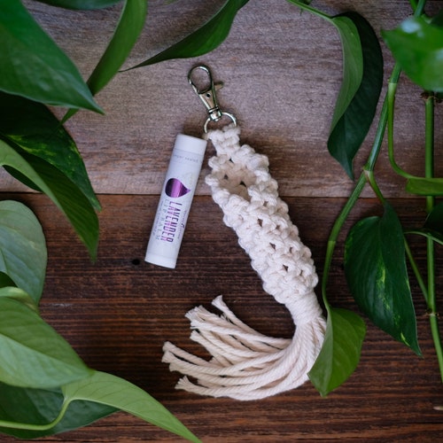 Macrame Lip Balm Holder Keychain Etsy