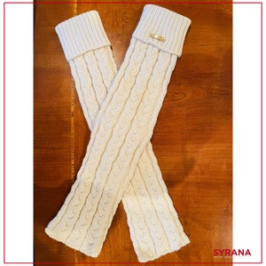 Beige Alpaca wool Leg Warmers - Hand knitted with pure baby Alpaca fiber