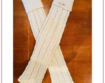 Beige Alpaca wool Leg Warmers - Hand knitted with pure baby Alpaca fiber