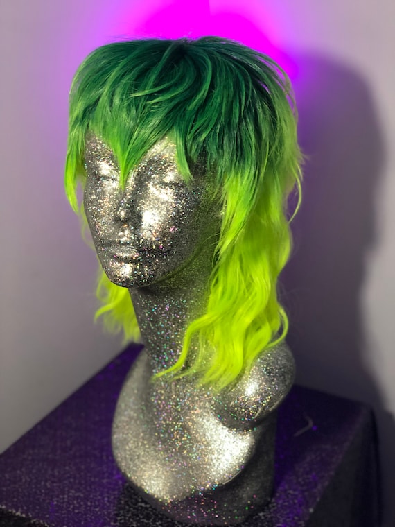 Club Kid Slime Green Shag Mullet Etsy