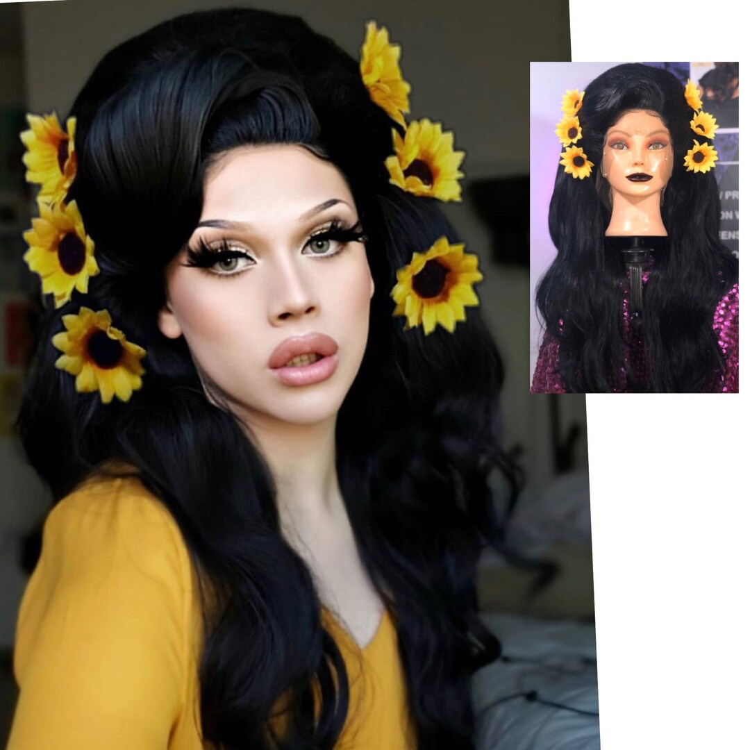 22 Inch Black Priscilla Presley Bouffant 60s Synthetic Wig - Etsy