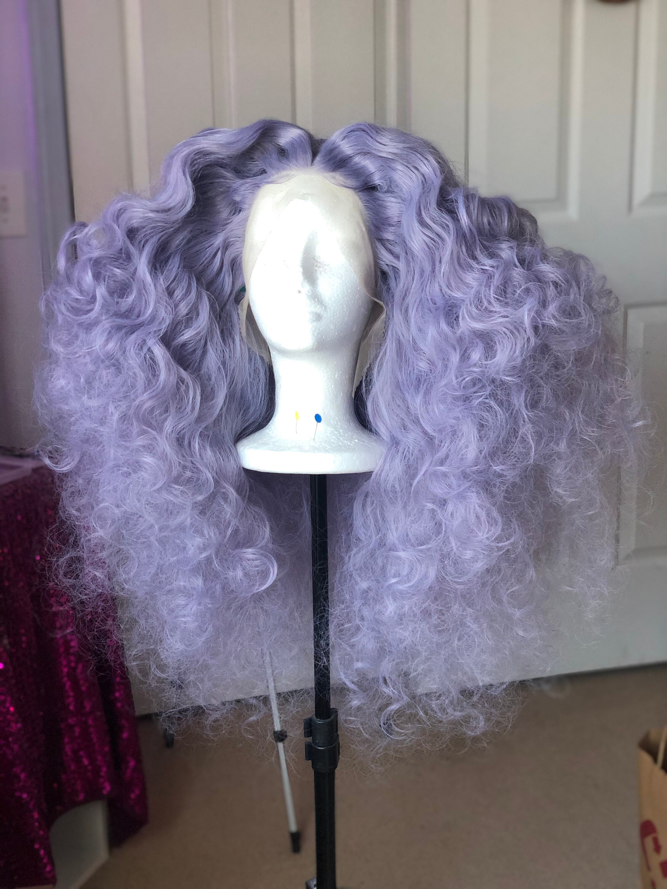Lilac Purple Silver Lace Front Wig S589534be995b4f148b1cf7b67014a  main image 2