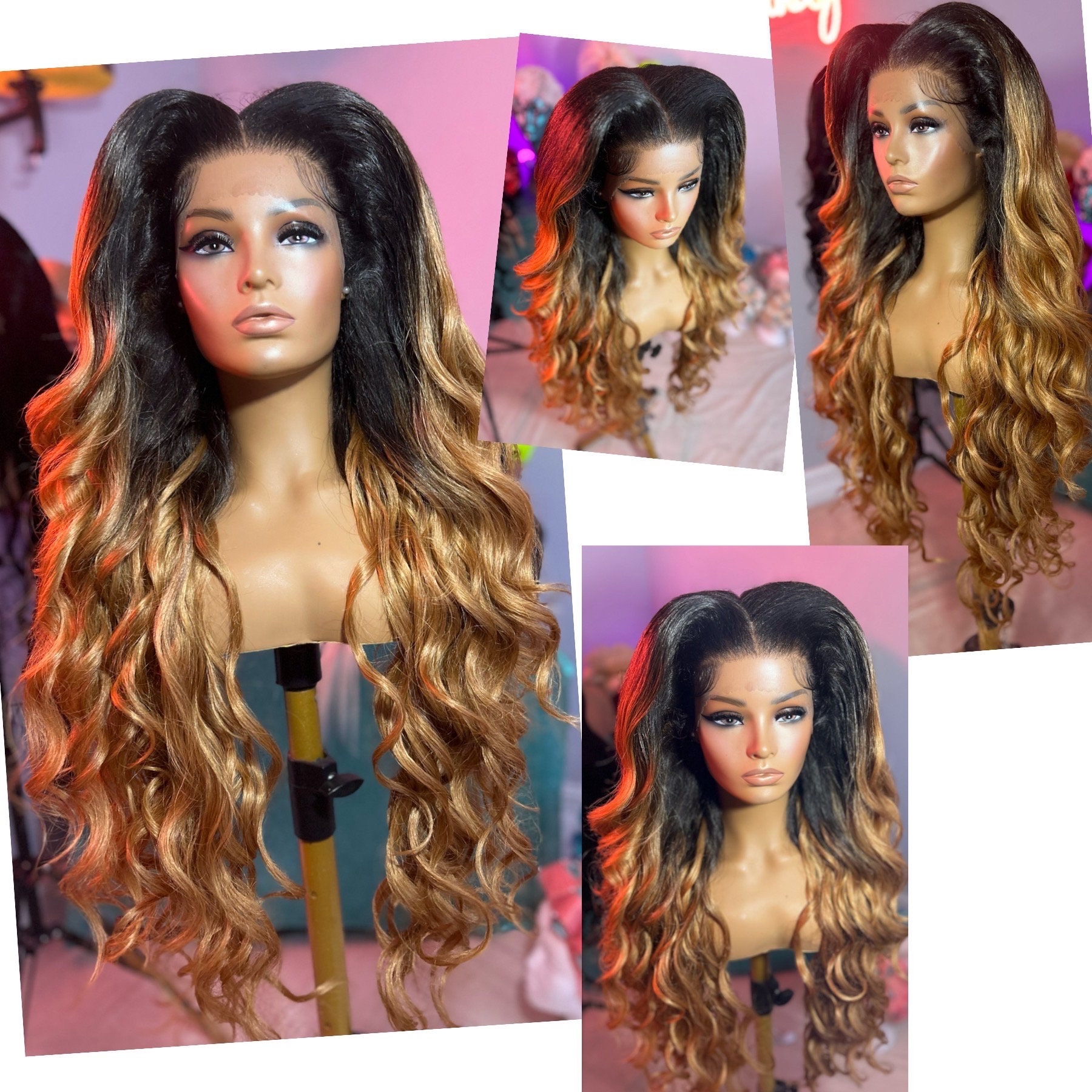 Brown Ombré Middle Part 30-40 Inch Waves Canada