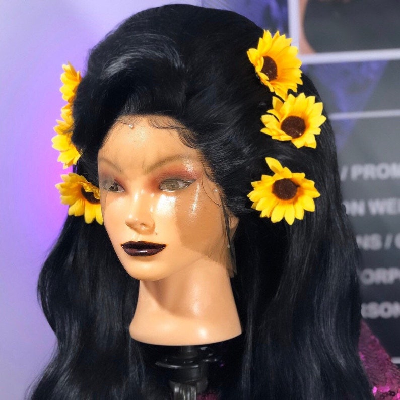 22 inch Black Priscilla Presley Bouffant 60s synthetic Wig | Etsy