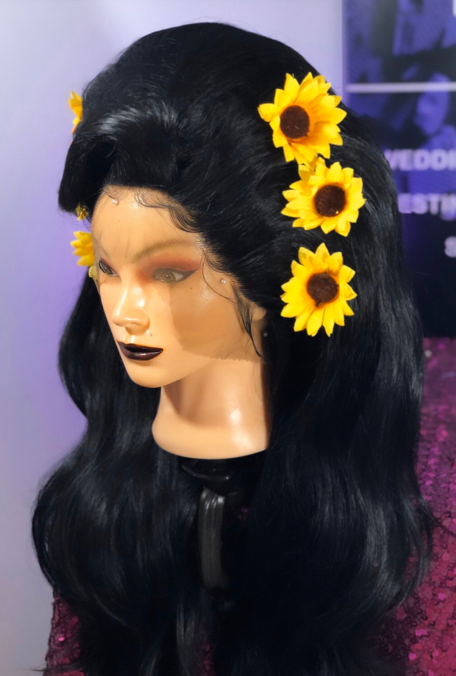 22 inch Black Priscilla Presley Bouffant 60s synthetic Wig | Etsy