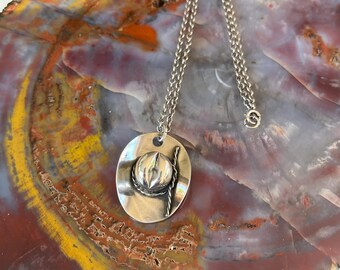Vintage Sterling Silver Cowboy/Western  Hat Charm and Sterling Necklce