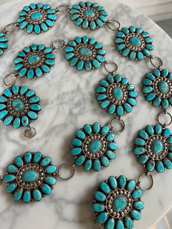 Zuni Concho Belt Turquoise and Sterling Silver Vi… - image 4