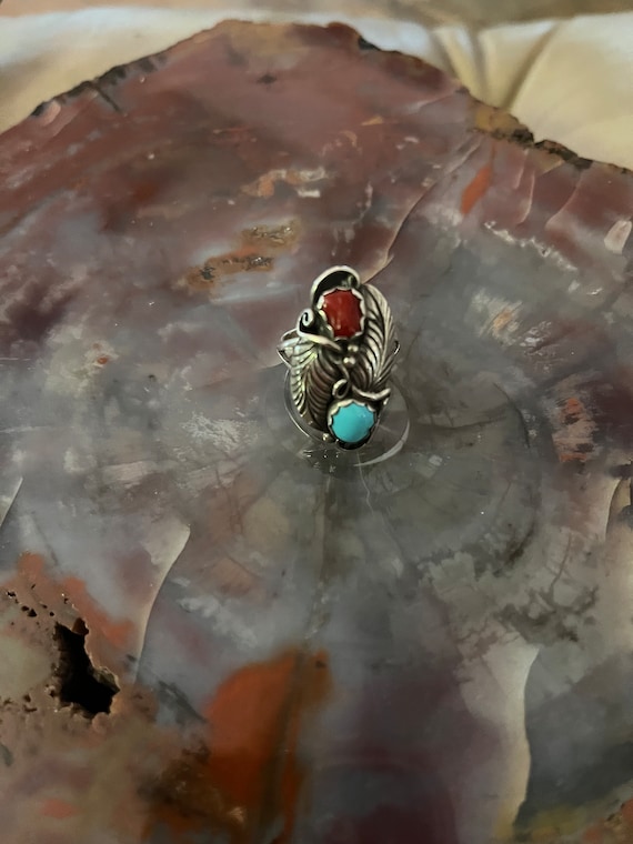 Beautiful Vintage Coral and Turquoise and Sterling