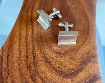 A Pair Of Vintage Antonio Pineda Mexican Modernist Sterling Silver Cufflinks