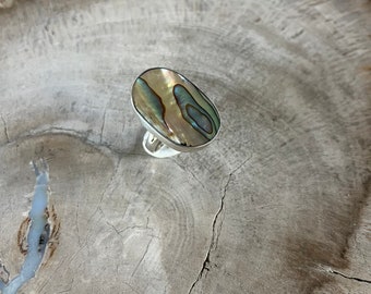 Abalone Shell and Sterling Oval Shaped Ring Studio Piece