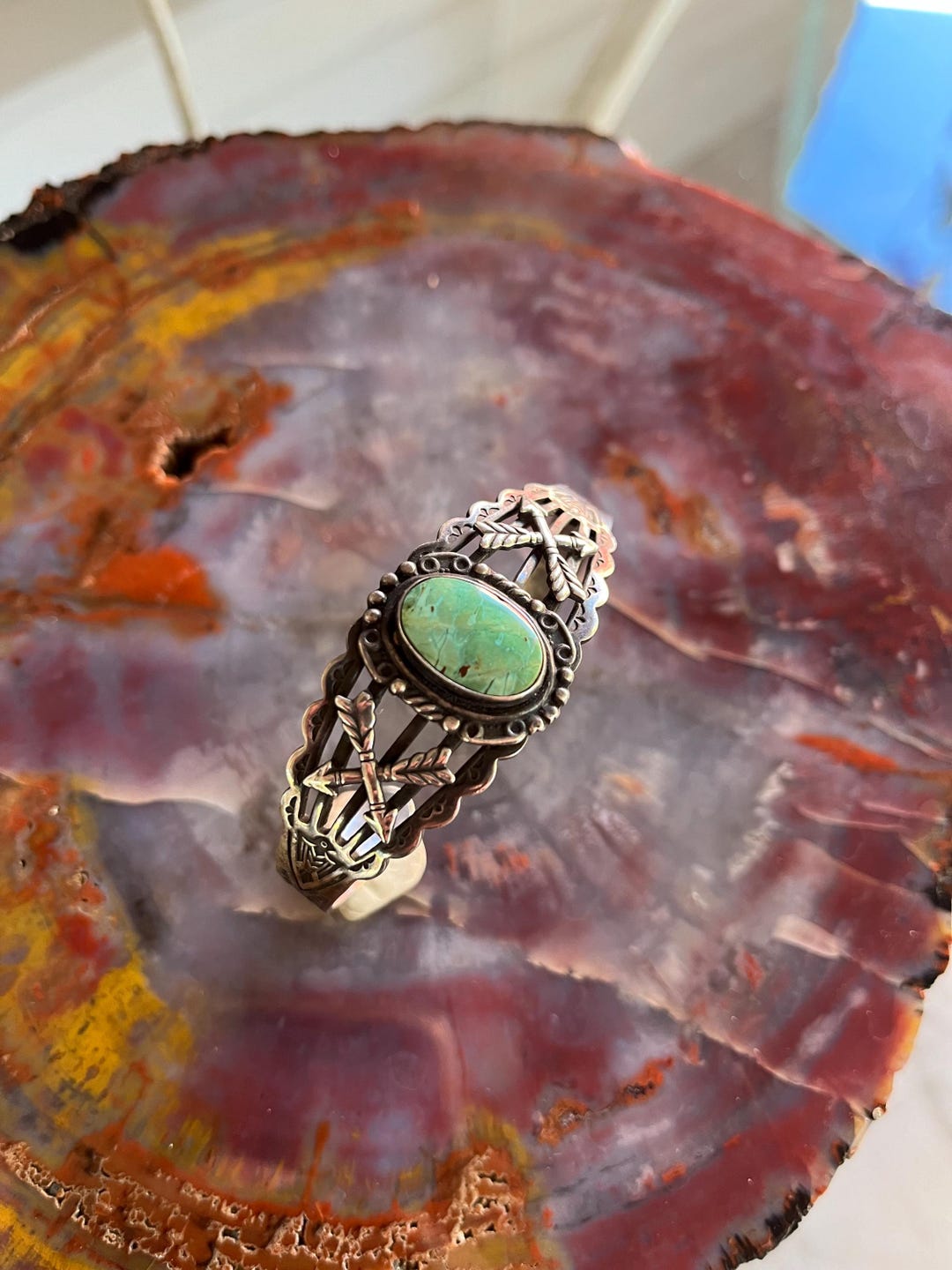 Vintage Navajo Fred Harvey Era Turquoise and Sterling Silver Cuff ...