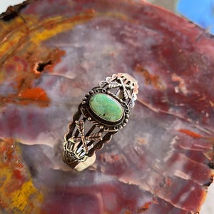 Vintage Navajo Fred Harvey Era Turquoise and Sterling Silver Cuff Bracelet