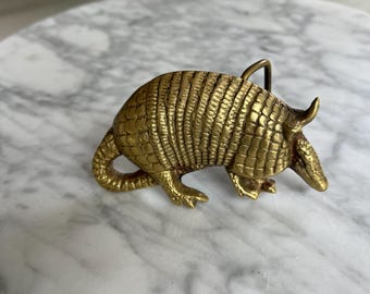 Vintage Solid Brass Cast Armadillo Belt Buckle