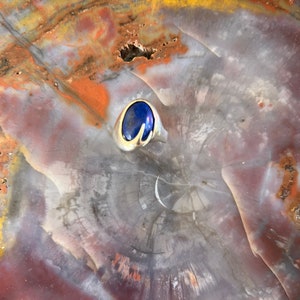 Scandinavian Modernist Lapis and Sterling Ring