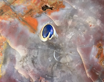 Scandinavian Modernist Lapis and Sterling Ring