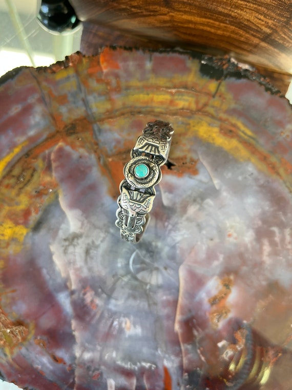 Vintage  Navajo Fred Harvey Era Turquoise and Ste… - image 10