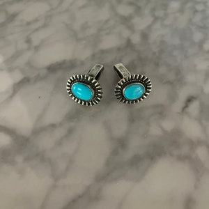 Vintage Navajo Turquoise and Sterling Cuff Links