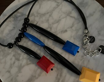 Alisha D Multicolored Resin Statement Necklace Made in Italy In The Style of Iris Apfel
