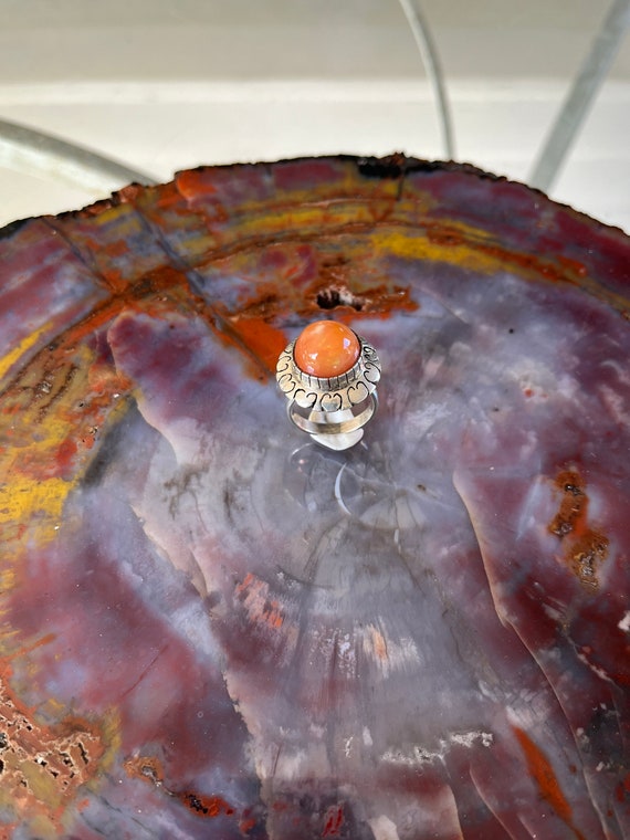 Fire Opal and Sterling Dome Ring