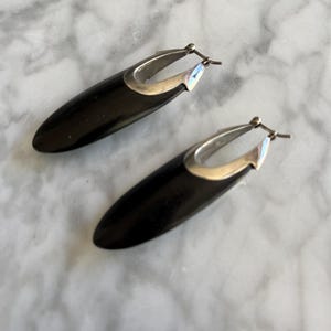 Vintage Modernist Sterling and Wood Earrings